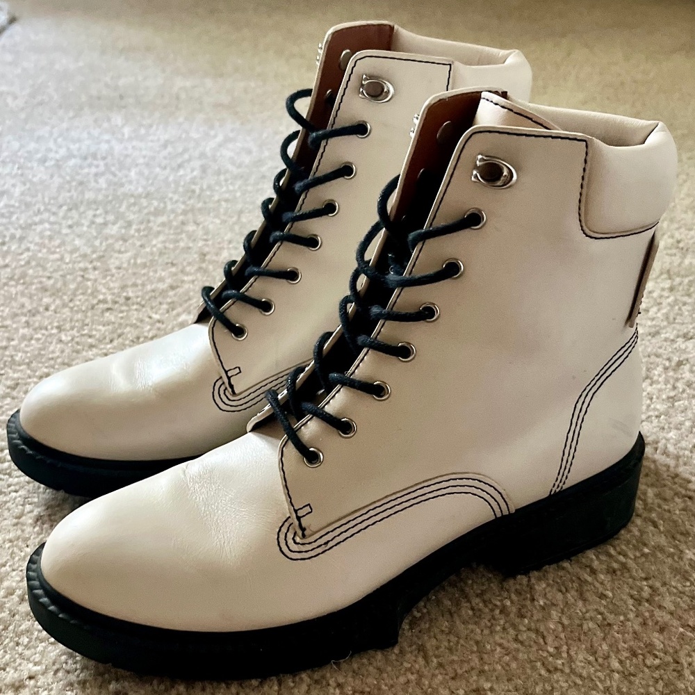 Coach Designer Lorimer Combat Laceup Leather Boots